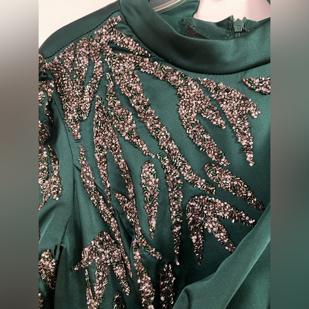 Batool Modest Chiffon Long Maxi Dress - Emerald Green